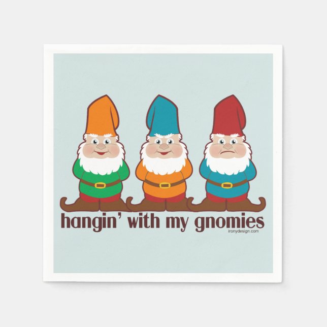 Serviette En Papier Je Passe Avec Mes Gnomies Bleues (Devant)