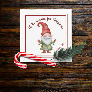Serviette En Papier Je serai Gnome pour Noël Aquarelle Coloré