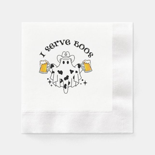 Serviette En Papier Je sers des Boos! Barman effrayant (Devant)