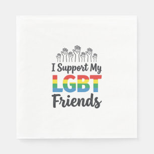 Serviette En Papier Je soutiens mes amis LGBT Vectoriel de Fierté Arc-