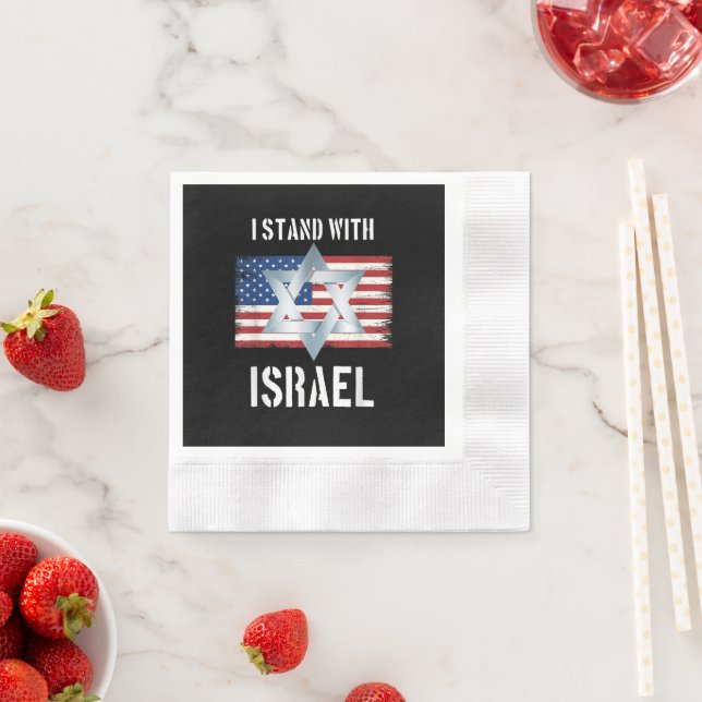 Serviette En Papier je suis avec Israël  (En situation)