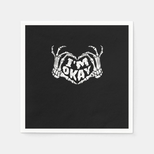 Serviette En Papier Je suis OK Drôle Costume Halloween Skeleton Mains  (Devant)