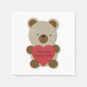 Serviette En Papier Je T'Aime Beurre Beaucoup Mignonne Ours Teddy
