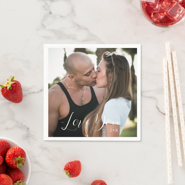 Serviette En Papier Je t'aime, couple d'amour (En situation)
