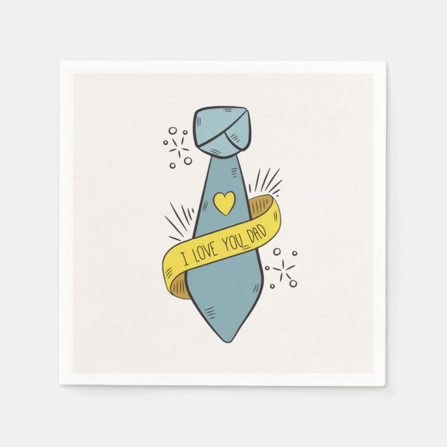 Serviette En Papier Je t'aime Fête des pères papa | Napkin (Devant)