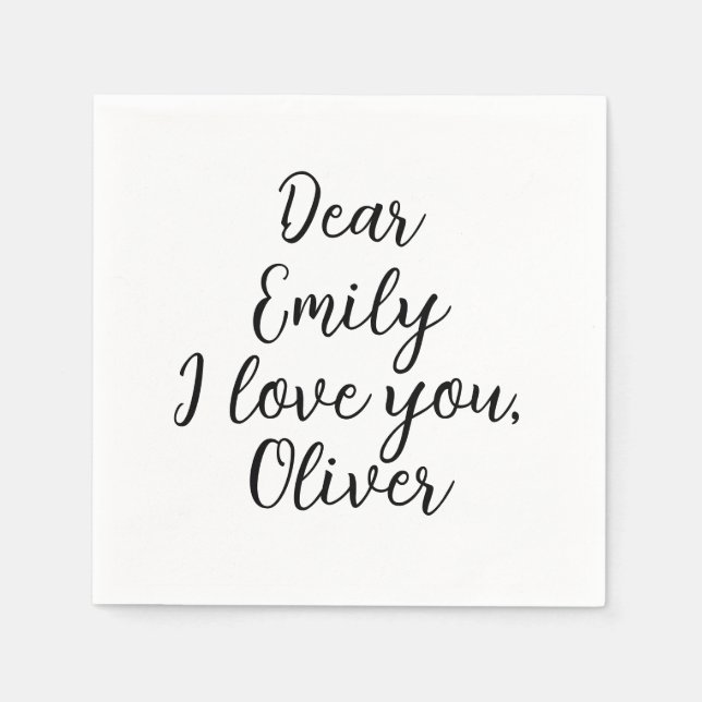 Serviette En Papier Je t'aime Modèle de texte (Devant)