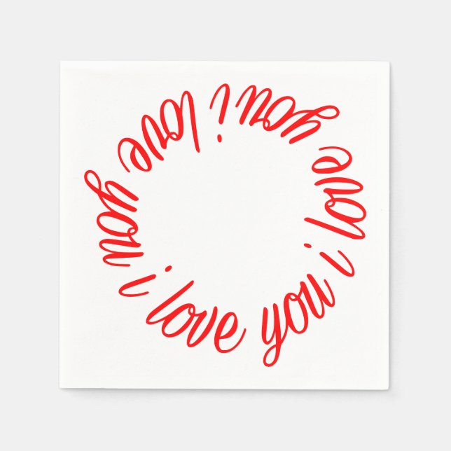 Serviette En Papier "Je t'aime" Texte serviettes (Devant)