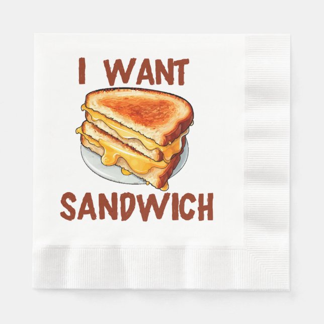 Serviette En Papier Je veux un sandwich (Devant)