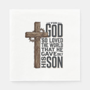 Serviette En Papier Jean 3_16 Croix Gravure Vintage Design Chrétien