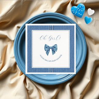 Serviette En Papier jean bleu avec points de suture et arc bébé douche