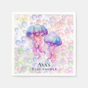 Serviette En Papier Jellyfish et bulles colorées Baby shower fille