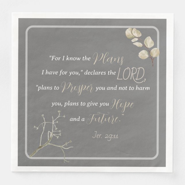 Serviette En Papier Jeremiah 29:11 Inspirational Bible Verse (Devant)