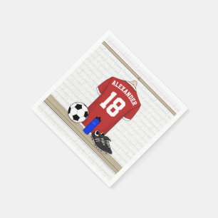 Serviette En Papier Jersey de football rouge et blanc personnalisé
