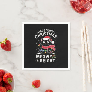 Serviette En Papier J'espère que votre Noël est félin et lumineux Chat