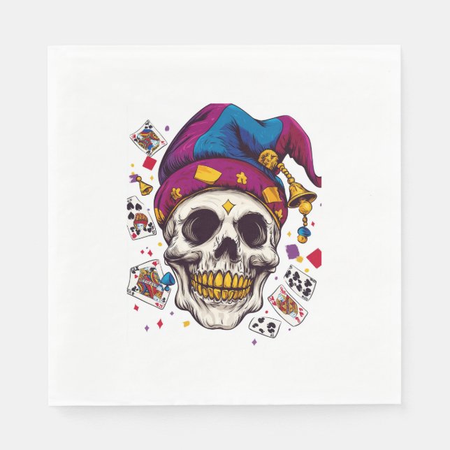 Serviette En Papier Jester Trickster Skull (Devant)
