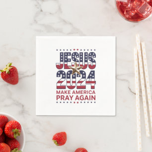Serviette En Papier Jésus 2024 Faisons à Nouveau Prié l'Amérique