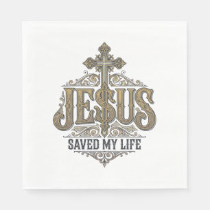 Serviette En Papier Jésus a Sauvé Ma Vie Gravure Vintage Chrétien Sh