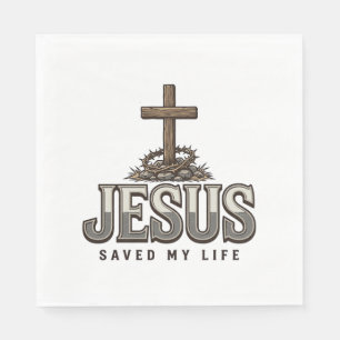 Serviette En Papier Jésus a sauvé ma vie Gravure vintage Design chréti
