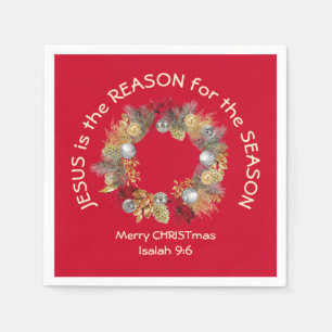 Serviette En Papier JÉSUS EST LA RAISON DU Livre de Noël Rouge
