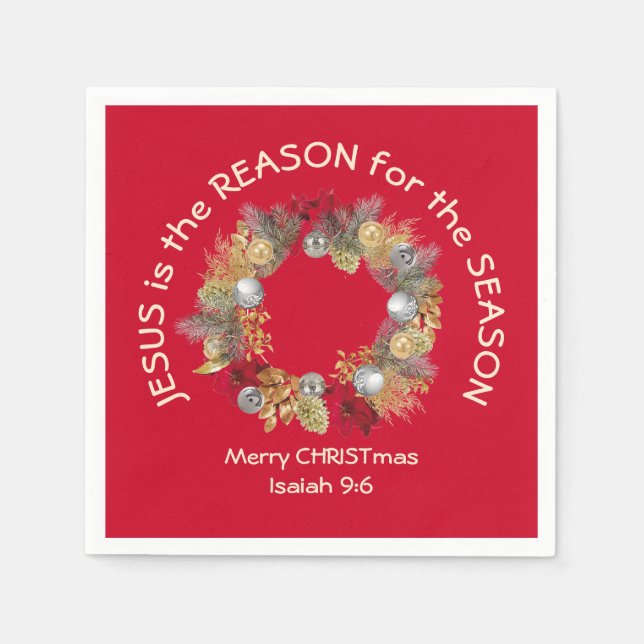 Serviette En Papier JÉSUS EST LA RAISON DU Livre de Noël Rouge (Devant)