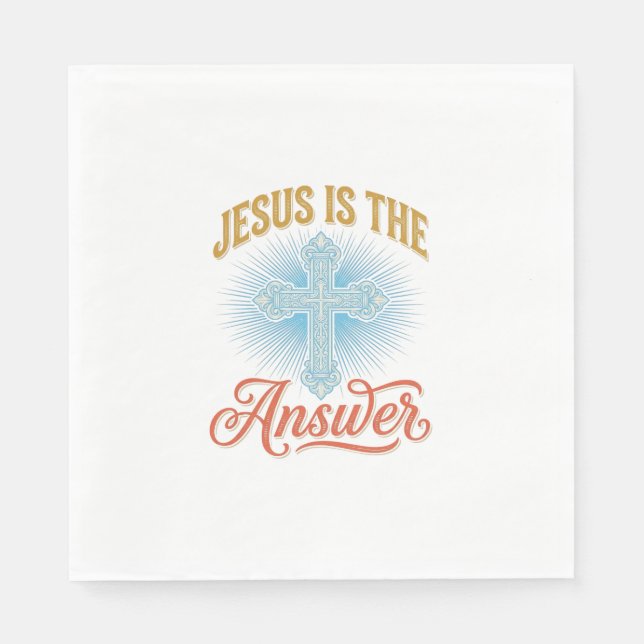 Serviette En Papier Jésus est la réponse Croix chrétienne Vector Desig (Devant)