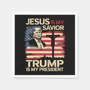 Serviette En Papier Jésus est mon sauveur Trump est mon président Drap