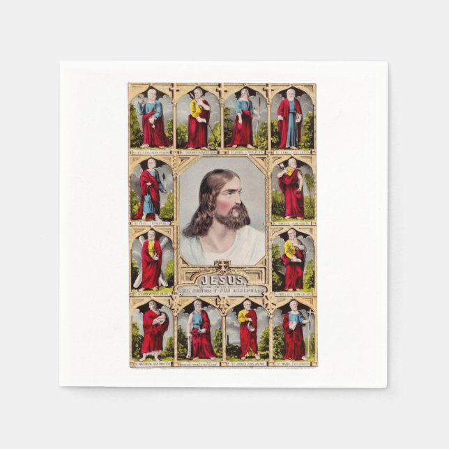 Serviette En Papier Jésus et les douze apôtres (Devant)