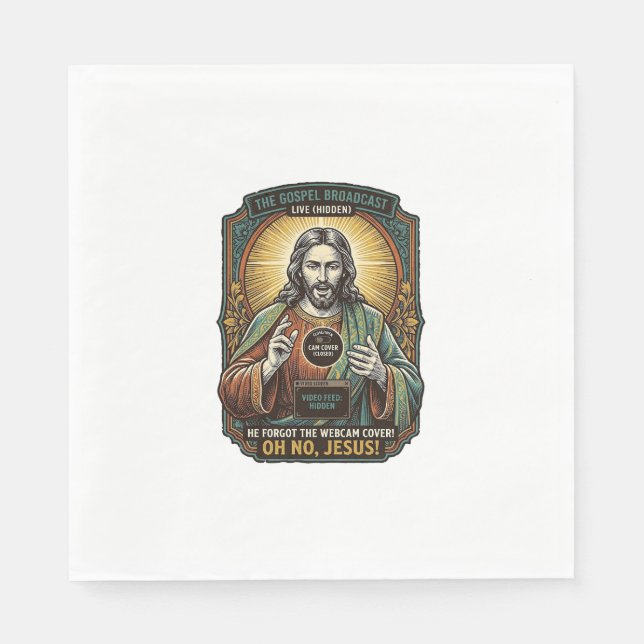 Serviette En Papier Jésus Fond Écran Noir Couverture Webcam Virtuelle  (Devant)