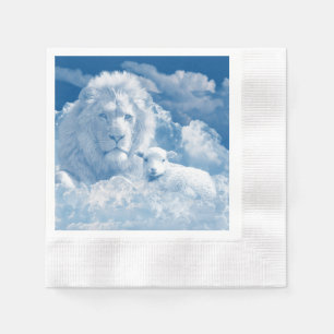 SERVIETTE EN PAPIER JÉSUS L'AGNEAU ET JÉSUS LE LION