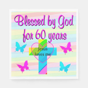 SERVIETTE EN PAPIER JÉSUS M'AIME 60E ANNIVERSAIRE NAPKINS