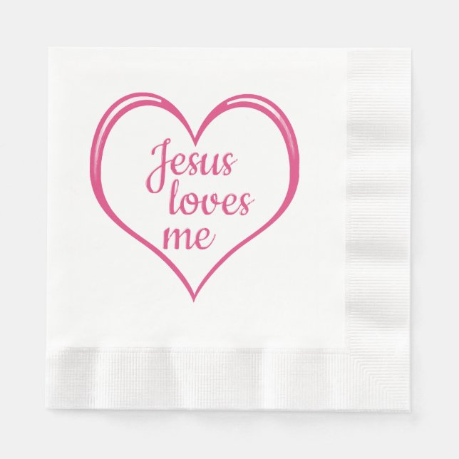 Serviette En Papier JÉSUS M'AIME dans le coeur (Devant)