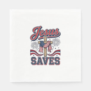 Serviette En Papier Jésus Sauve Chemise Chrétienne Patriotique Vintage