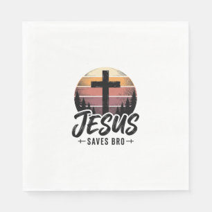 Serviette En Papier Jesus Sauve Frère Vintage Chemise Croix Chrétienne