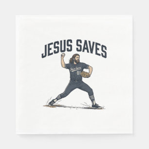 Serviette En Papier Jésus Sauve Lanceur de Baseball Vintage Gravure Sh
