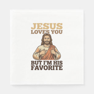 Serviette En Papier Jésus Vous Aime Drôle Vintage Croyance Chemise Des