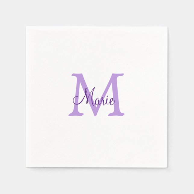 Serviette En Papier jeté simple minimal ajouter nom monogramme rose ro (Devant)