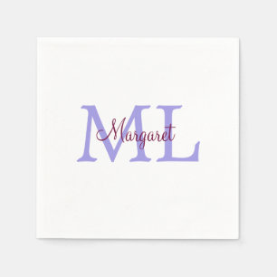 Serviette En Papier jeté simple minimal ajouter nom monogramme rose ro