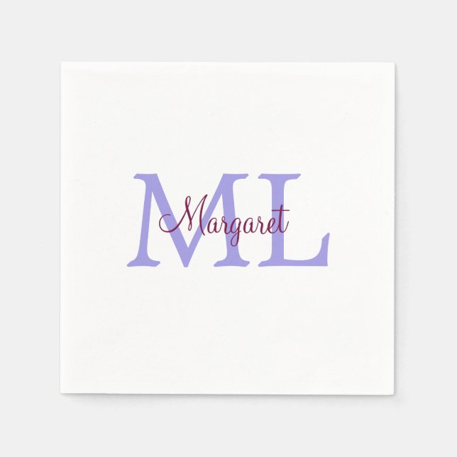 Serviette En Papier jeté simple minimal ajouter nom monogramme rose ro (Devant)