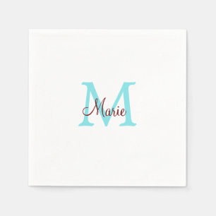 Serviette En Papier jeté simple minimal ajouter nom monogramme rose ro