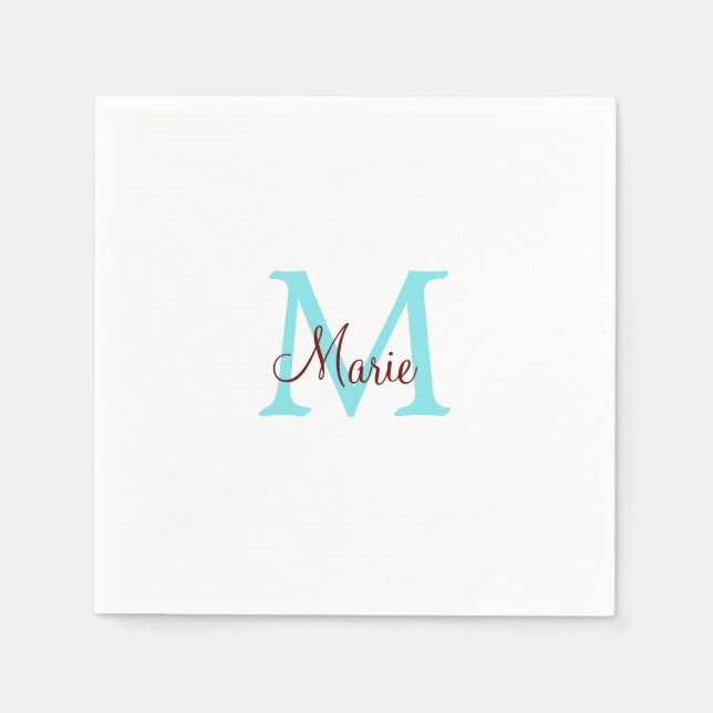 Serviette En Papier jeté simple minimal ajouter nom monogramme rose ro (Devant)
