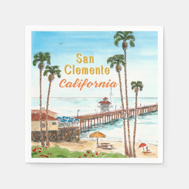 Serviette En Papier Jetée de San Clemente Californie  (Devant)
