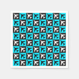 Serviette En Papier Jets d'aviation bleu géométrique