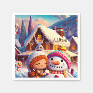 Serviette En Papier Jeu d'argile de Noël Pain d'épices Snowman hiver