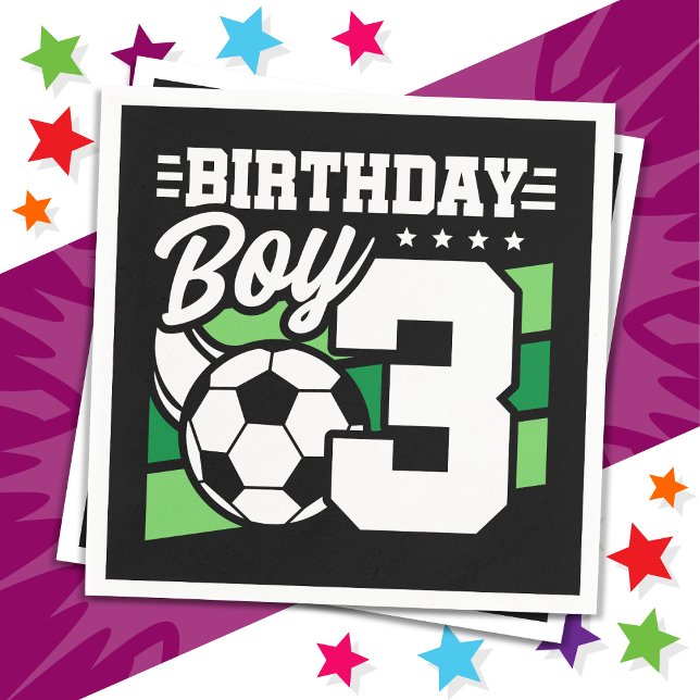 Serviette En Papier Jeu de football de 3 ans 3e anniversaire garçon (Créateur téléchargé)