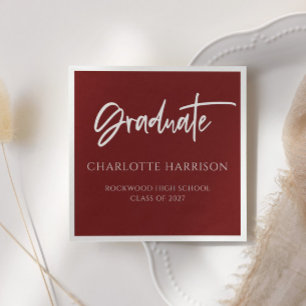 Serviette En Papier Jeu de graduation Maroon et serviettes de script b