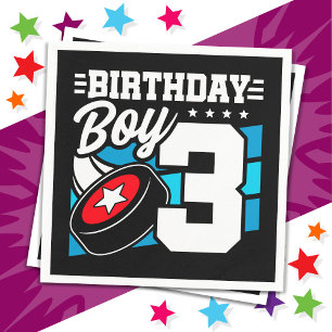Serviette En Papier Jeu de hockey 3 ans Thème 3ème anniversaire garçon