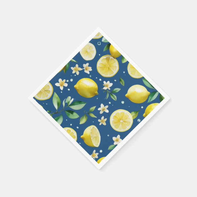 Serviette En Papier Jeu de mariée bleu citron moderne (Coin)