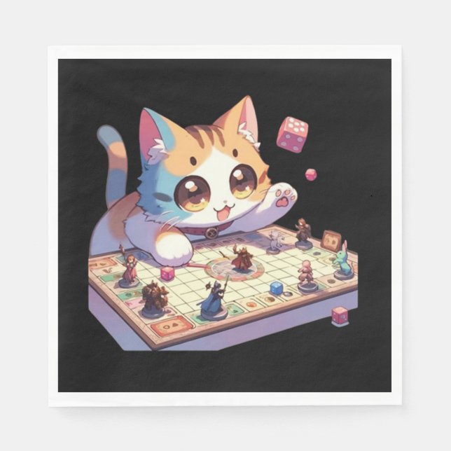 Serviette En Papier Jeu de société Table de Chat Lançant des Dés (Devant)
