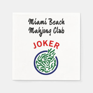 Serviette En Papier Jeu de tuile de Joker de Mahjong, Votre nom ou clu