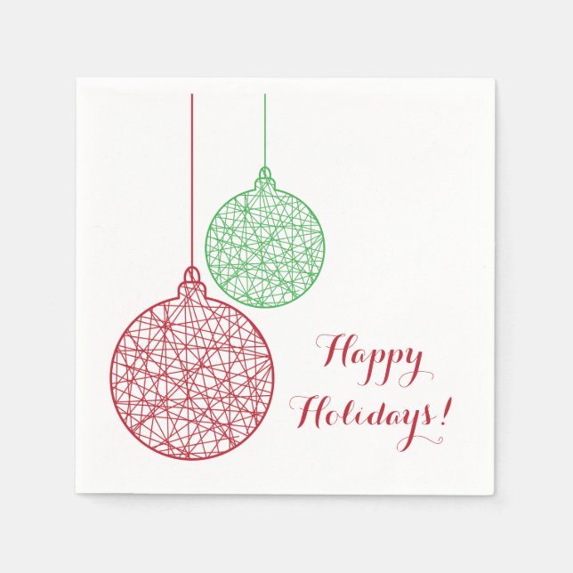 Serviette En Papier Jeu d'ornements de Noël vert et rouge Papier de se (Devant)